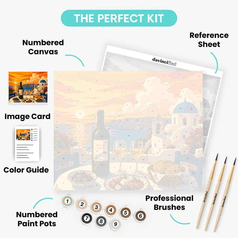 Santorini Dining View - Paint by Numbers Kit