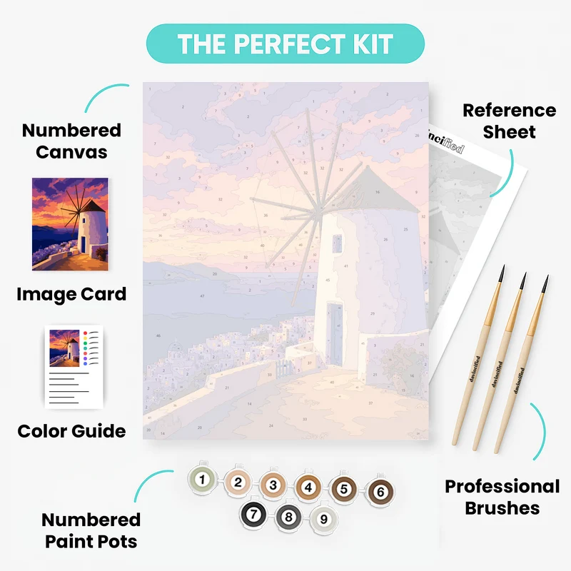 Santorini Windmill - Paint by Numbers Kit