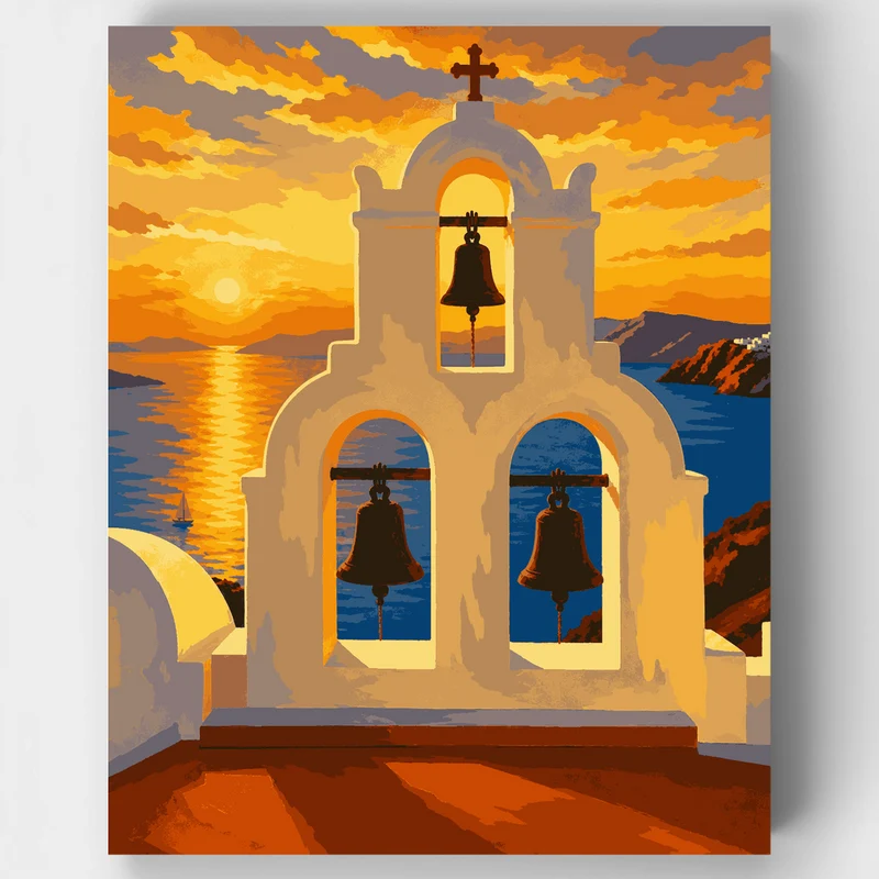 Santorini Sunset Bells - Paint by Numbers Kit