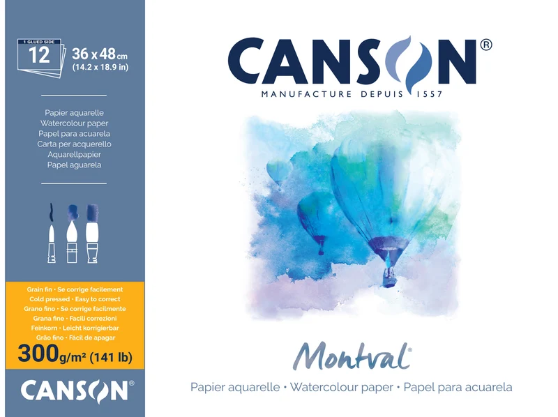 Akvarelový blok Canson Montval 300 g/m² – 36 x 48 cm, 12 listov