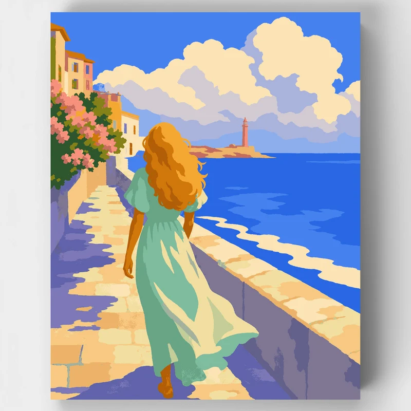 Coastal Promenade Walk - Paint by Numbers Kit