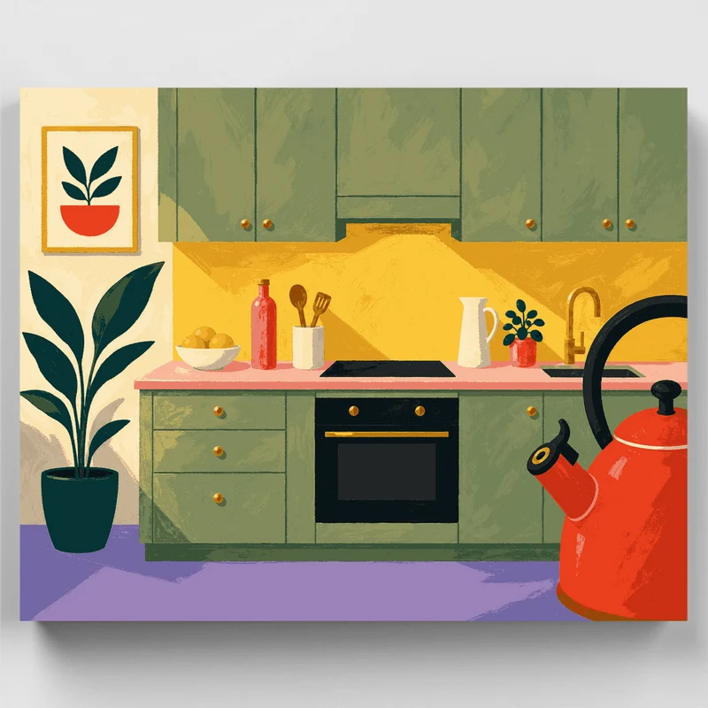 Cozy Kitchen Scene - Paint by Numbers Kit