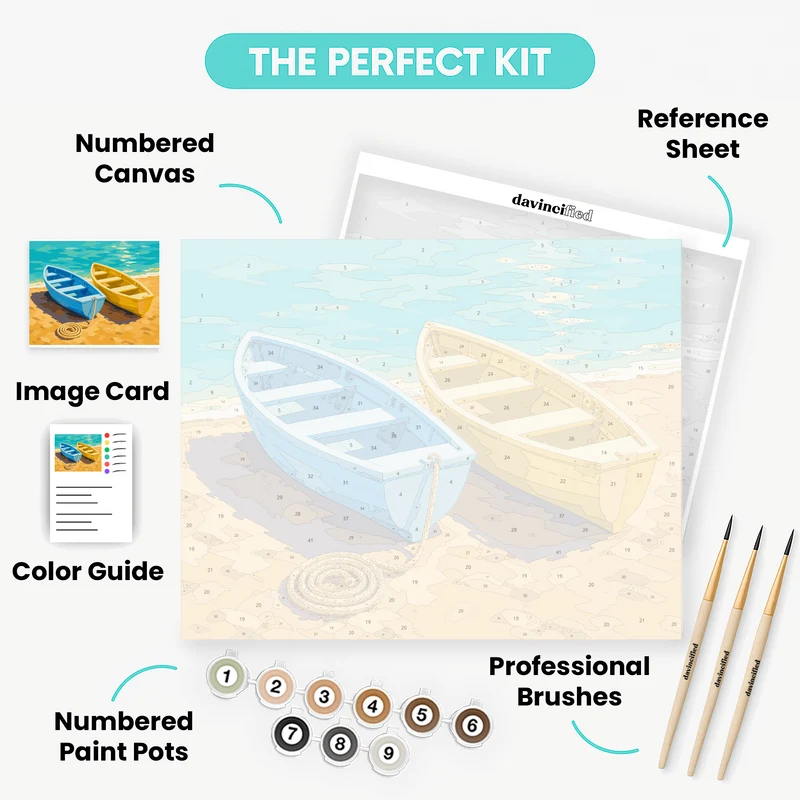Two Rowboats on Sand - Paint by Numbers Kit