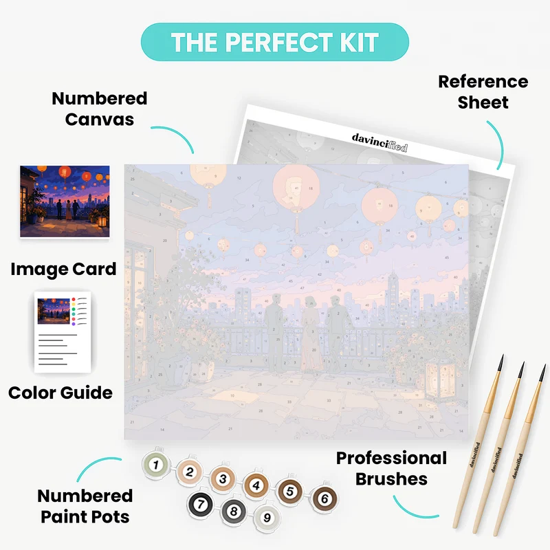 Rooftop Lantern Party - Paint by Numbers Kit