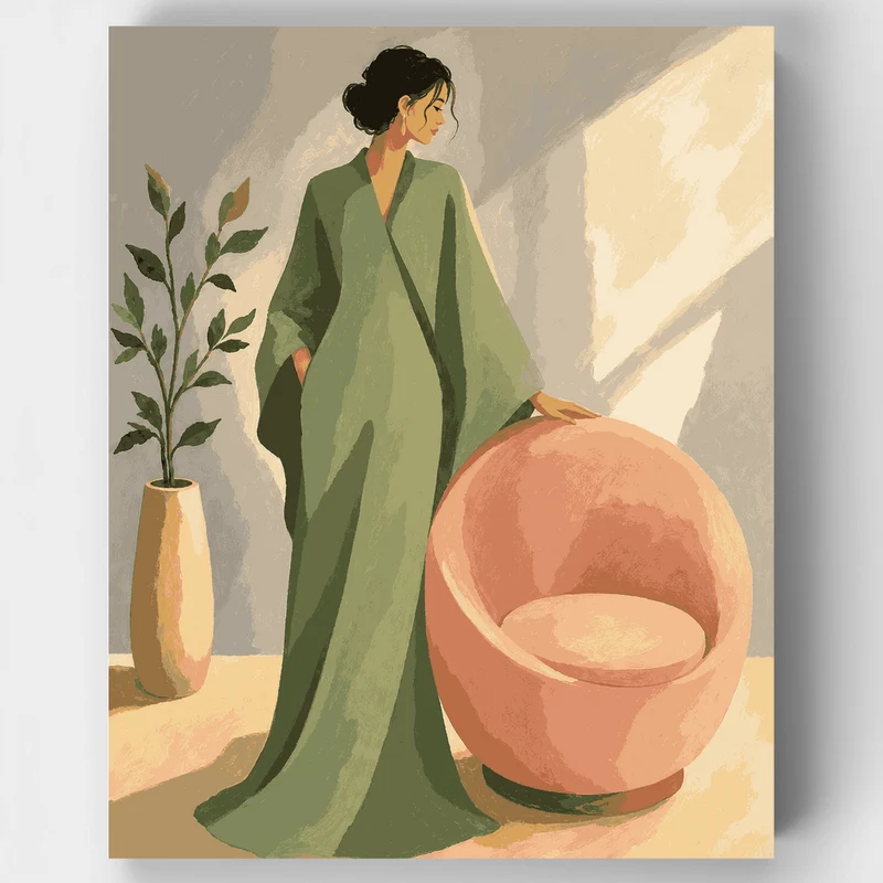 Sage Robe Elegance - Paint by Numbers Kit