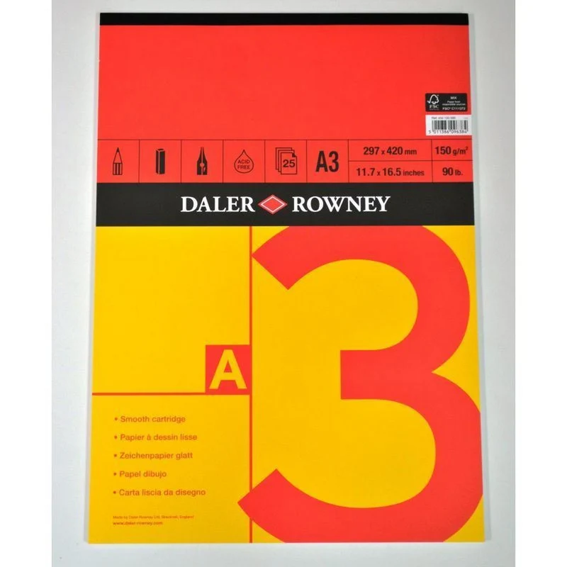 DALER ROWNEY Red & Yellow blok za skiciranje A3 150 g 25 listova ljepljen