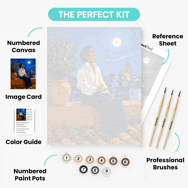 Rooftop Under Moonlight - Paint by Numbers Kit