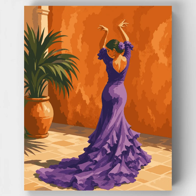 Purple Ruffled Gown - Paint by Numbers Kit