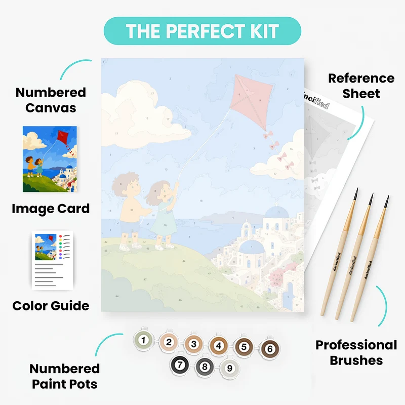 Santorini Kite Kids - Paint by Numbers Kit
