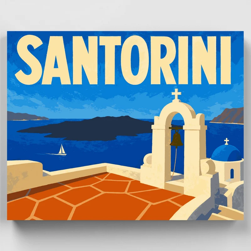 Santorini Bell Tower - Paint by Numbers Kit