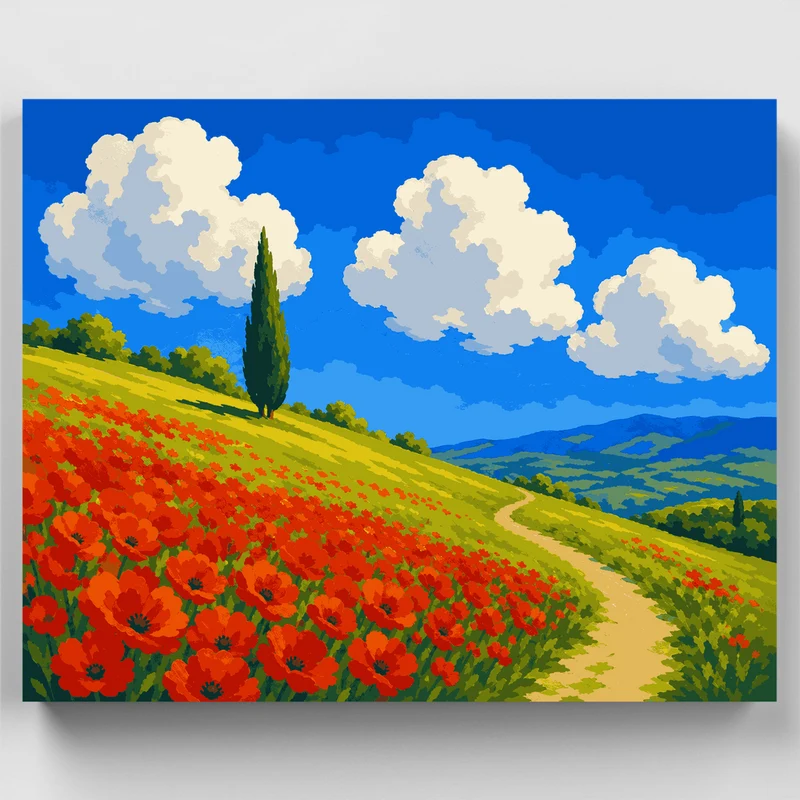 Tuscan Poppy Field - Paint by Numbers Kit