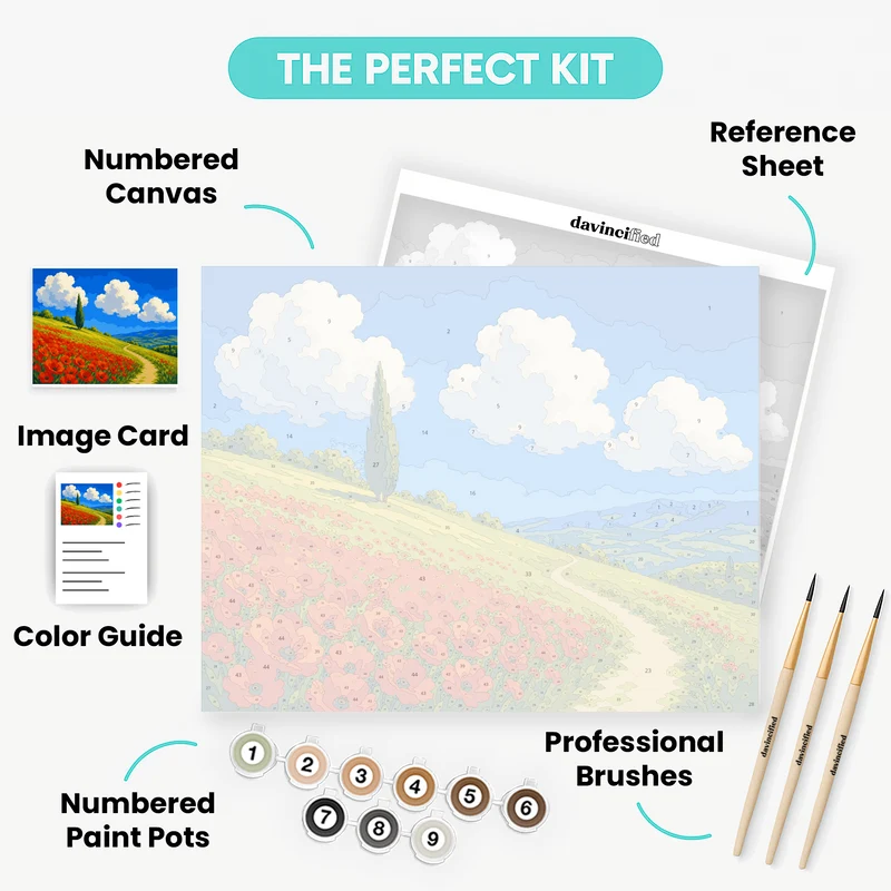 Tuscan Poppy Field - Paint by Numbers Kit