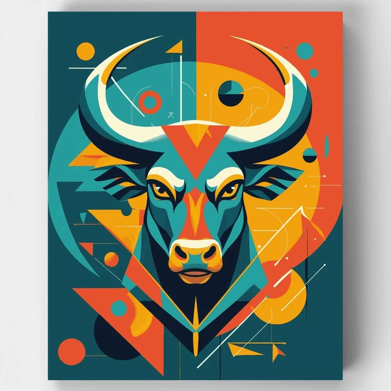 Geometric Bull - Paint by Numbers Kit