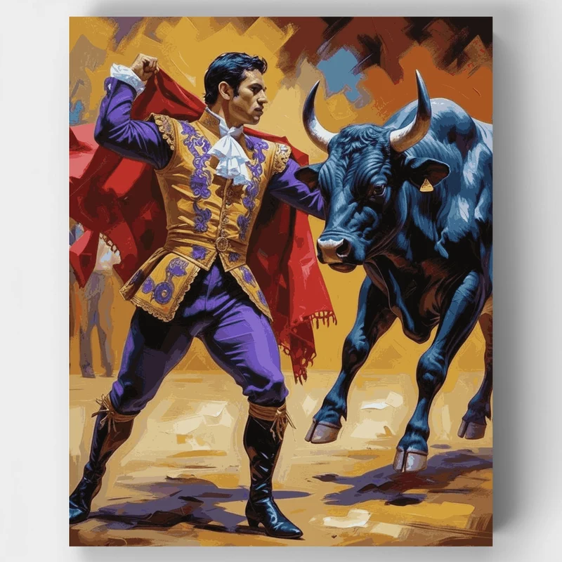 Matador and Bull Showdown - Paint by Numbers Kit