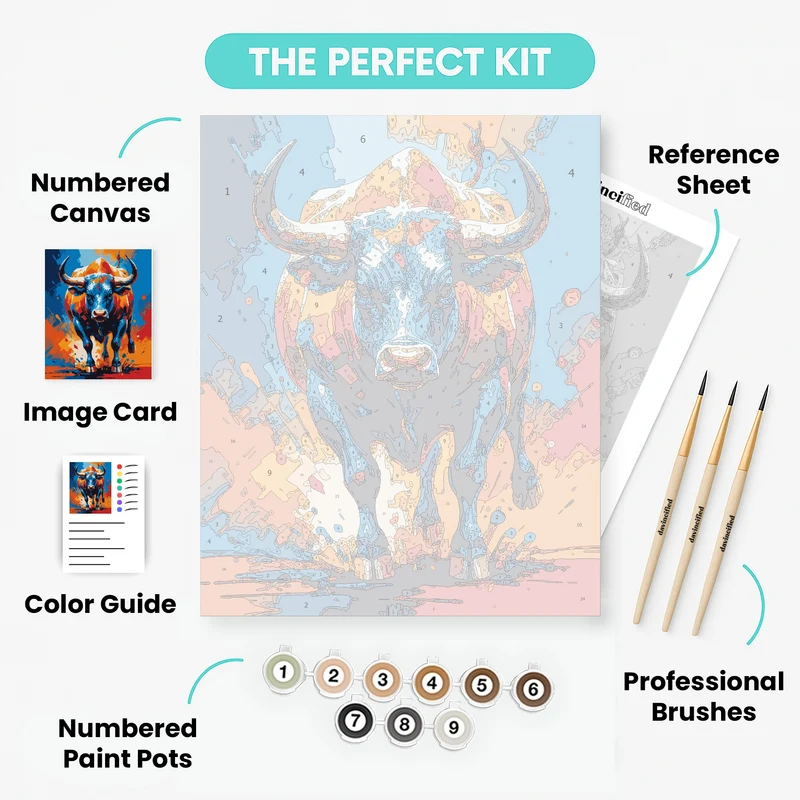 Charging Blue Bull - Paint by Numbers Kit