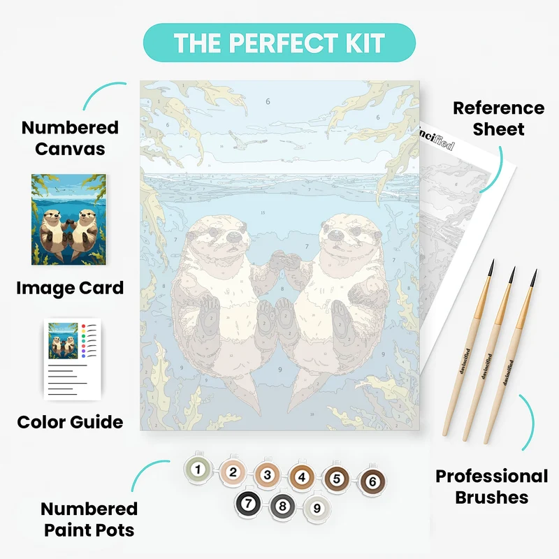 Otters Holding Hands - Paint by Numbers Kit