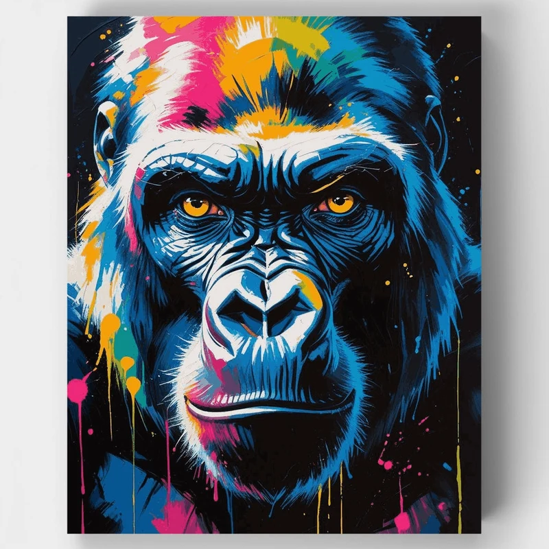 Electrifying Gorilla Pop Art - Paint by Numbers Kit