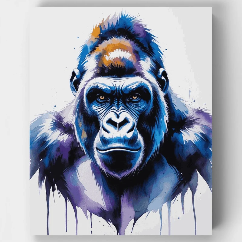 Vibrant Blue Gorilla - Paint by Numbers Kit