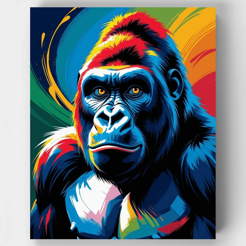 Bold Rainbow Gorilla Pop Art - Paint by Numbers Kit