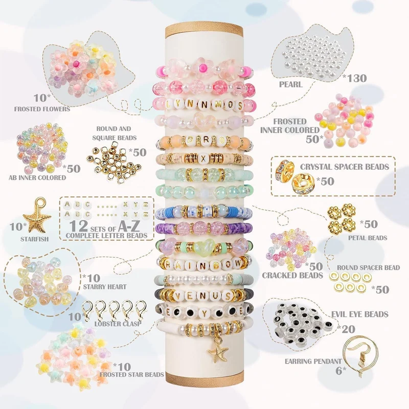 Polymer Clay Perlen Set 8500+ Stück für Armbänder & Schmuckherstellung