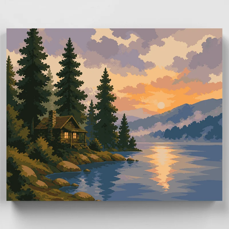 Misty Dawn Cabin - Paint by Numbers Kit