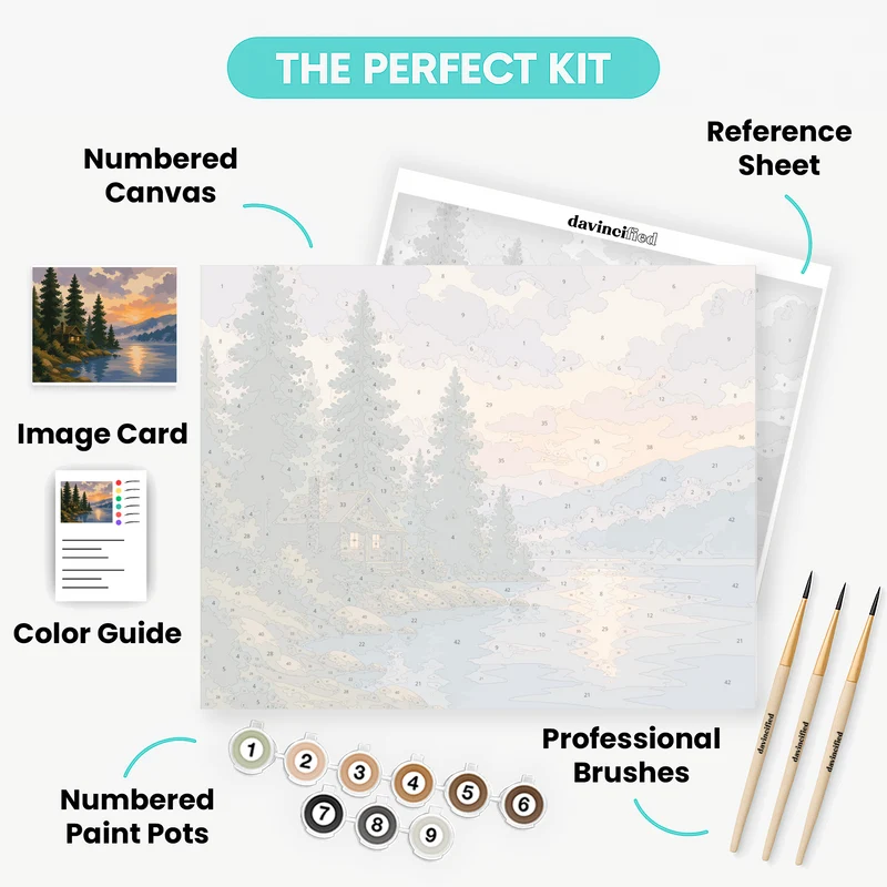 Misty Dawn Cabin - Paint by Numbers Kit