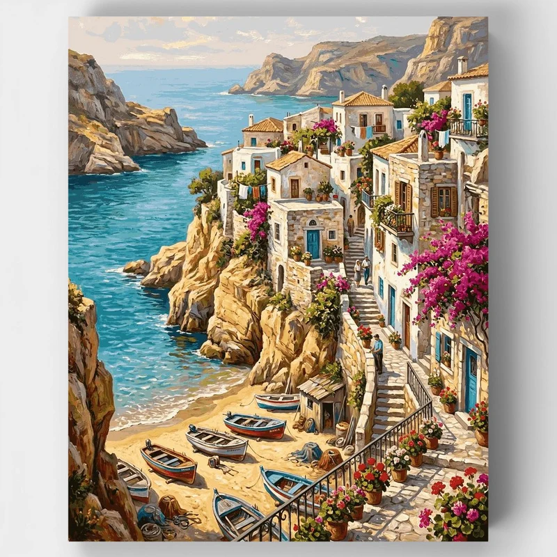 "Cliffside Cove Village" Paint by Numbers Kit