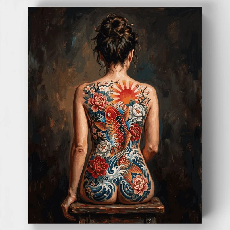 "Japanese Koi Tattoo" Paint by Numbers Kit