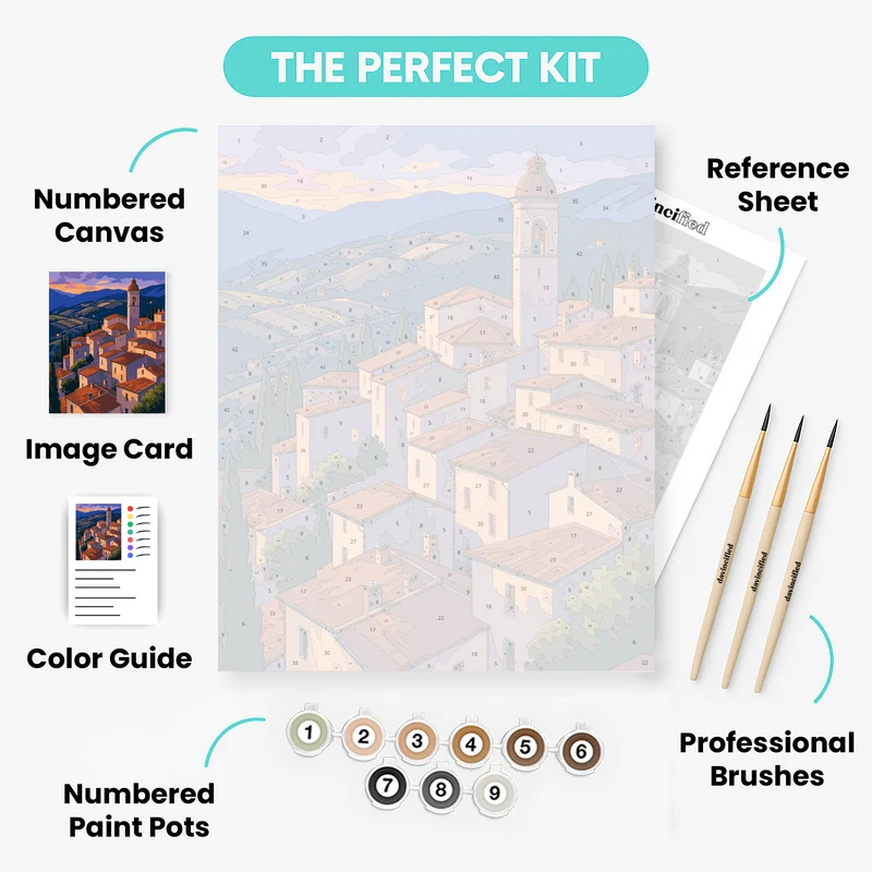 Tuscan Hill Town Dusk - Paint by Numbers Kit