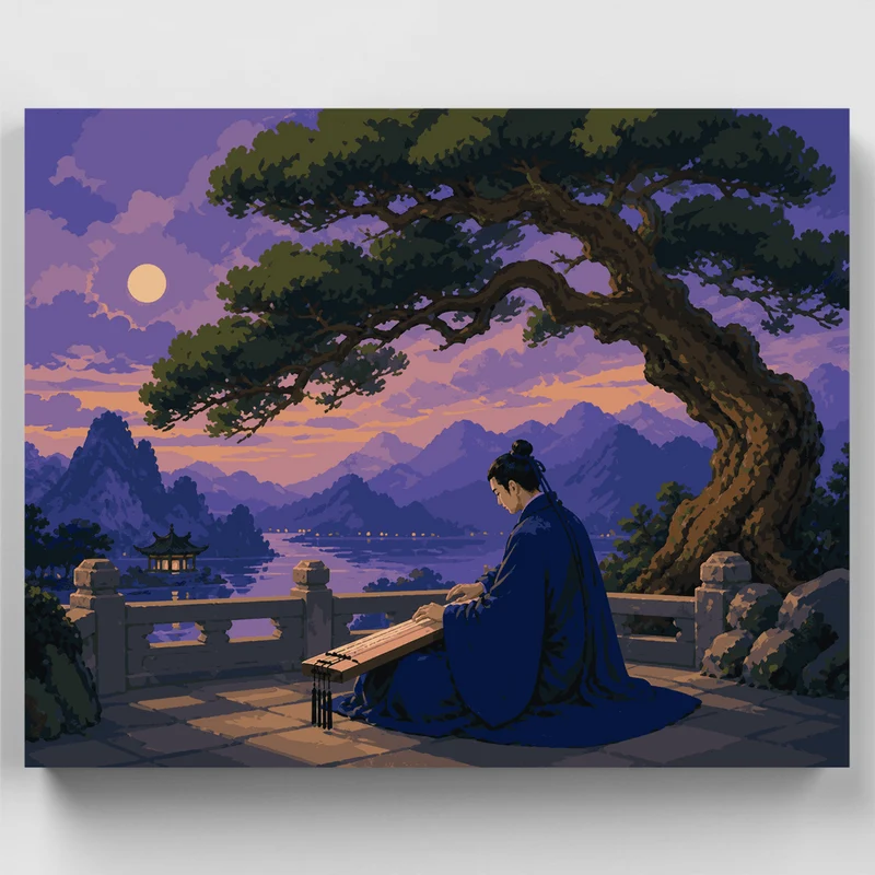 Guqin Player at Dusk - Paint by Numbers Kit