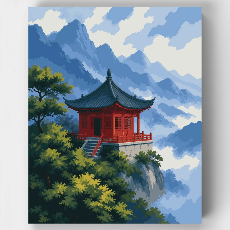Crimson Pavilion Peak - Paint by Numbers Kit