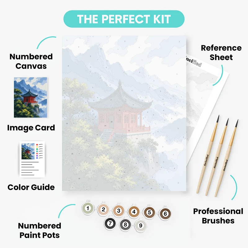 Crimson Pavilion Peak - Paint by Numbers Kit