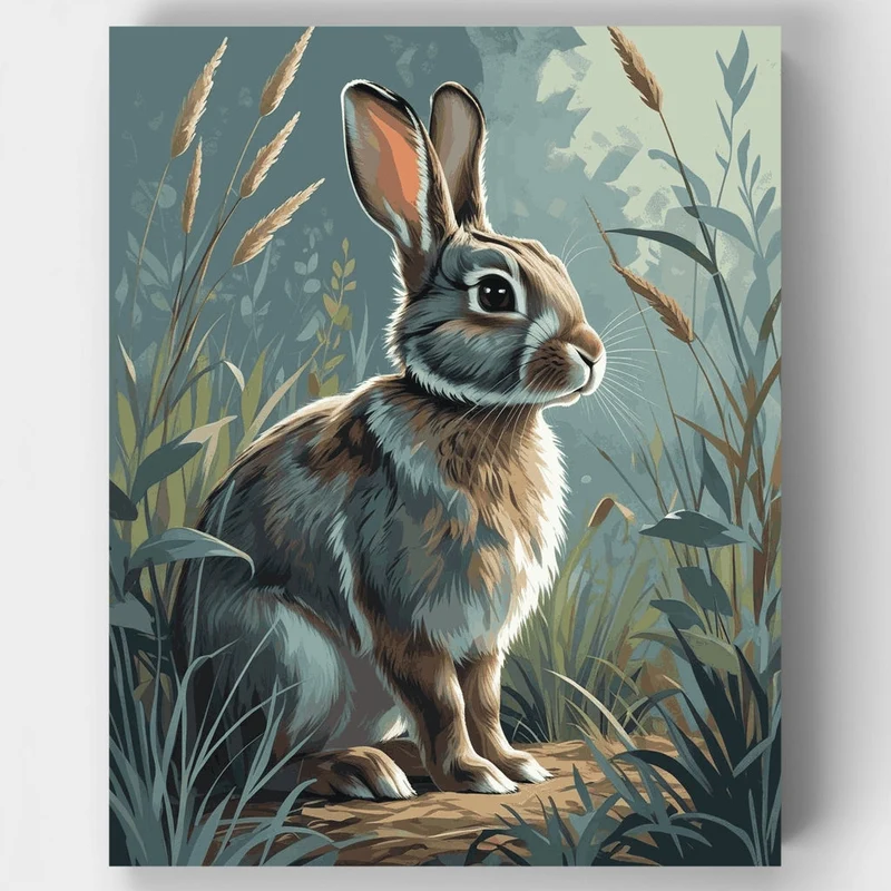 Charming Hare in Wildflower Meadow - Paint by Numbers Kit