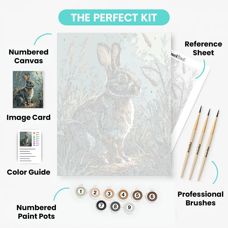 Charming Hare in Wildflower Meadow - Paint by Numbers Kit