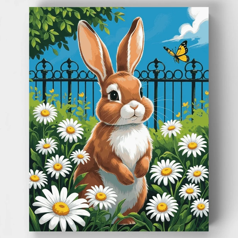Bunny in Daisy Garden - Paint by Numbers Kit