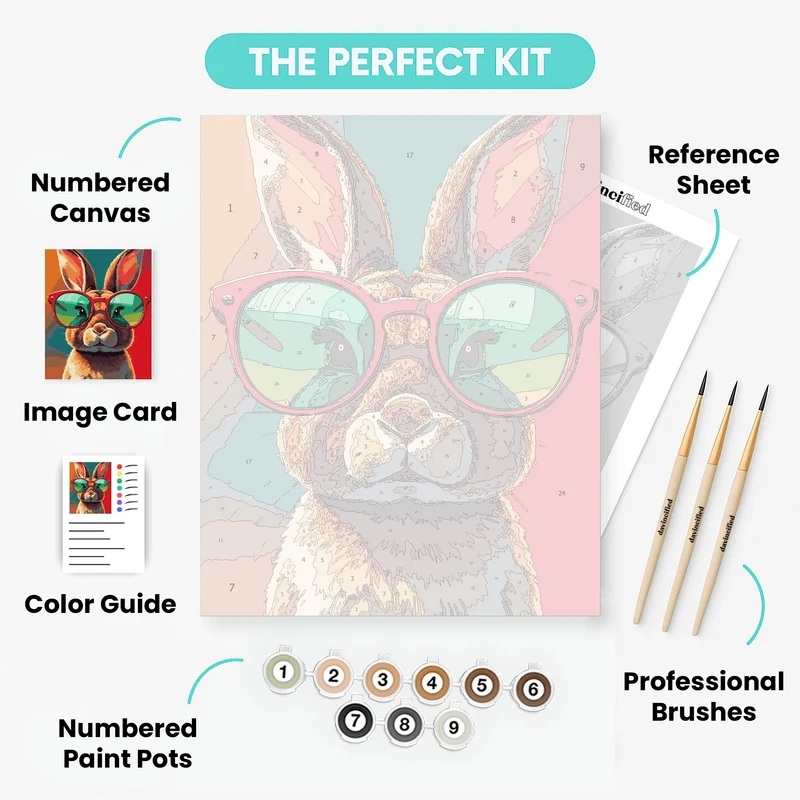 Cool Bunny with Sunglasses - Paint by Numbers Kit