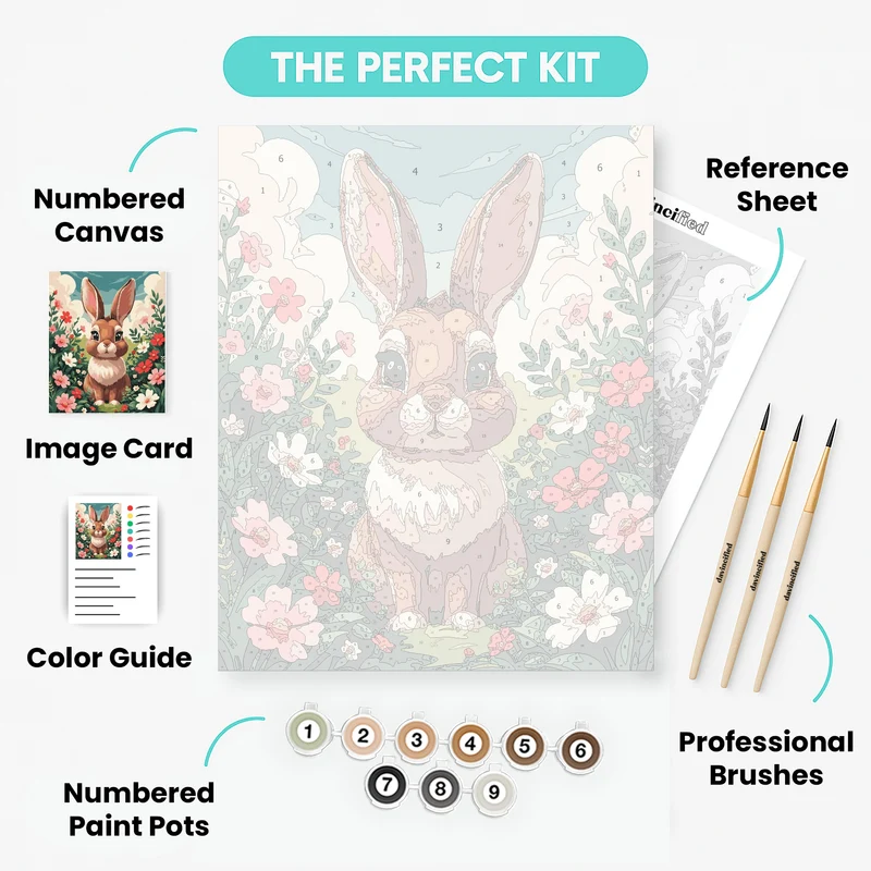 Adorable Bunny in Flower Garden - Paint by Numbers Kit