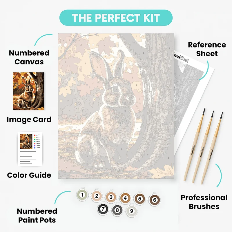 Autumn Bunny by Tree - Paint by Numbers Kit