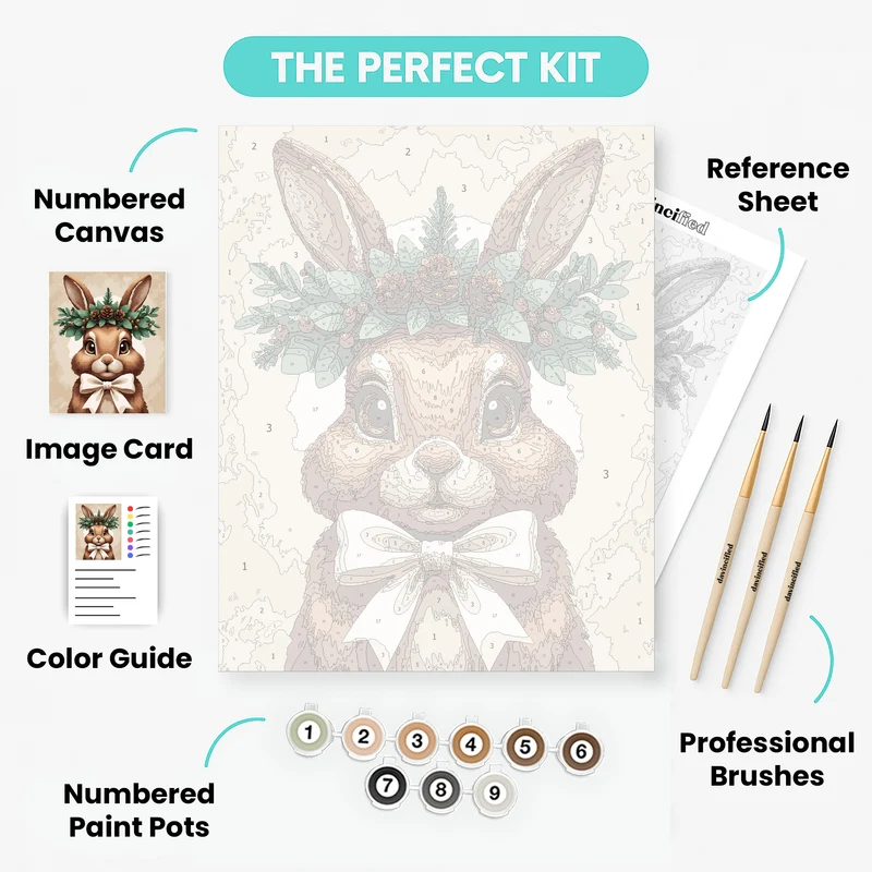 Festive Christmas Bunny - Paint by Numbers Kit
