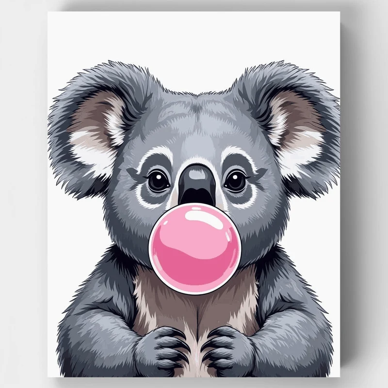 Koala Blowing Bubblegum - Paint by Numbers Kit