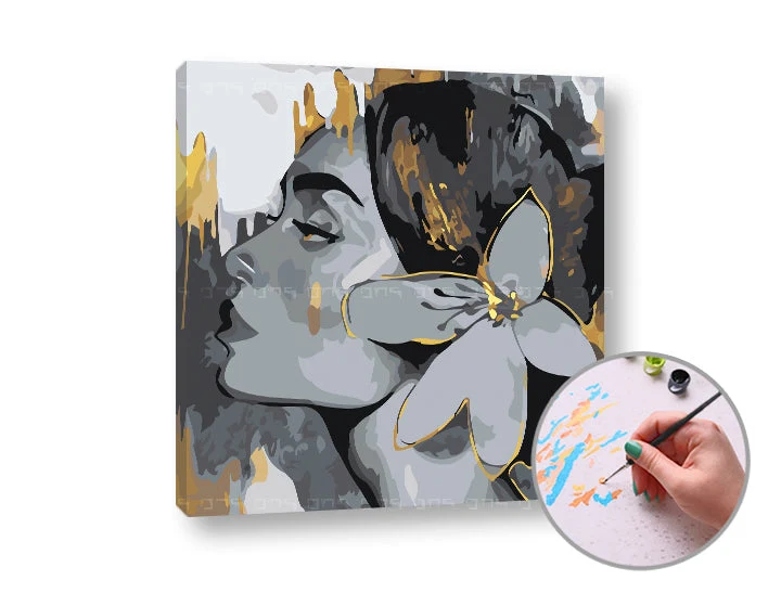 Paint by Numbers - Жена с цвете в косата - ниска трудност