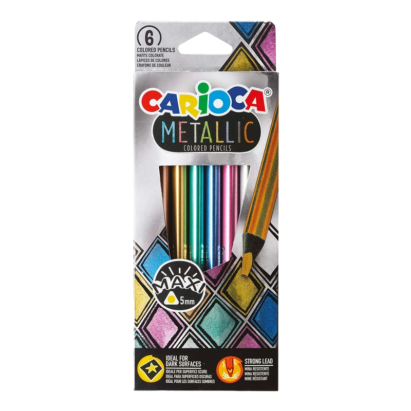 Carioca Metallic dreikantige Buntstifte, 6er-Set