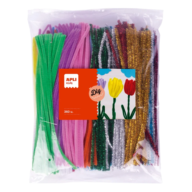 Σύρματα πίπας χειροτεχνίας APLI γίγας – 360 τμχ, διάφορα χρώματα