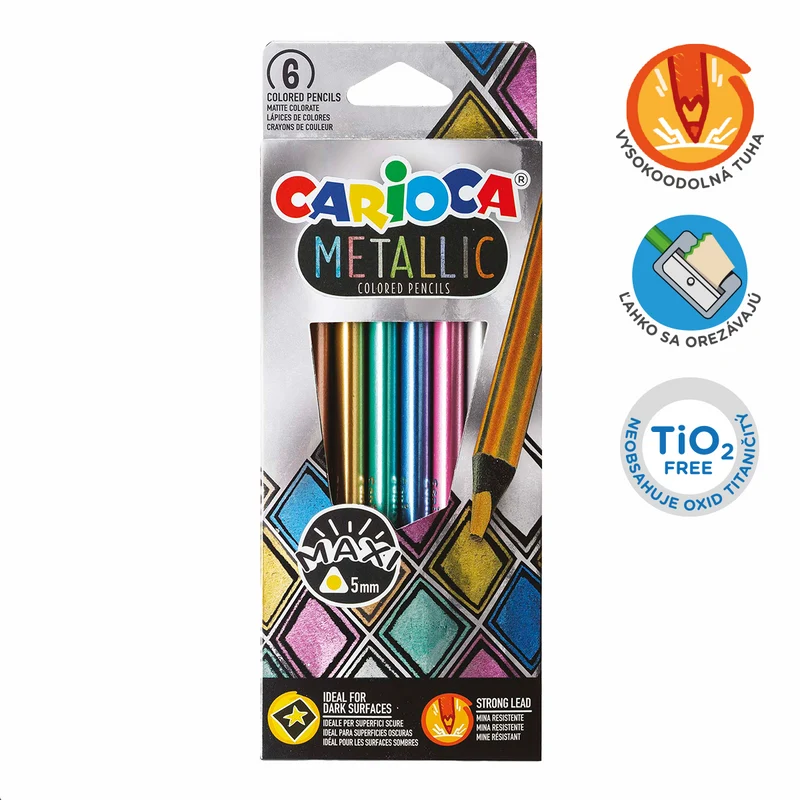 Carioca Metallic dreikantige Buntstifte, 6er-Set