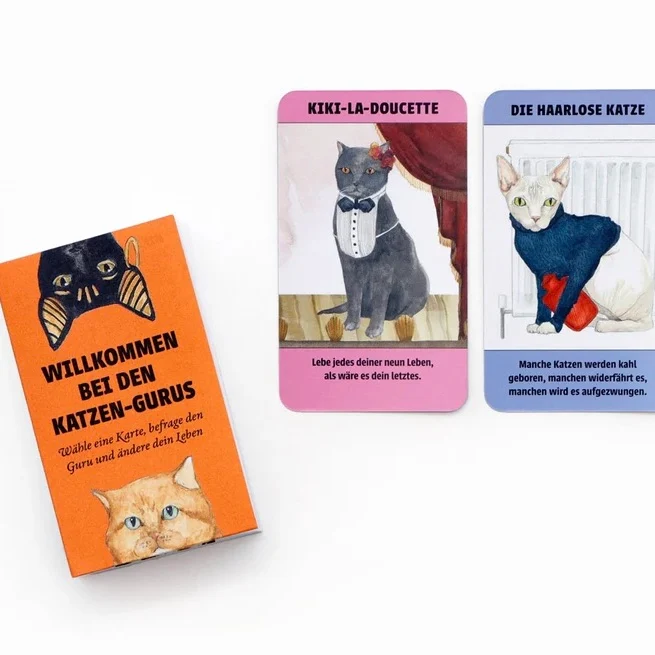 Kartenset "Katzen-Gurus" Mini | Lustiges Spiel für Katzenliebhaber
