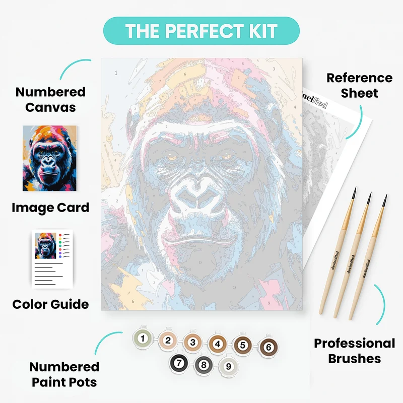 Vibrant Gorilla Portrait - Paint by Numbers Kit