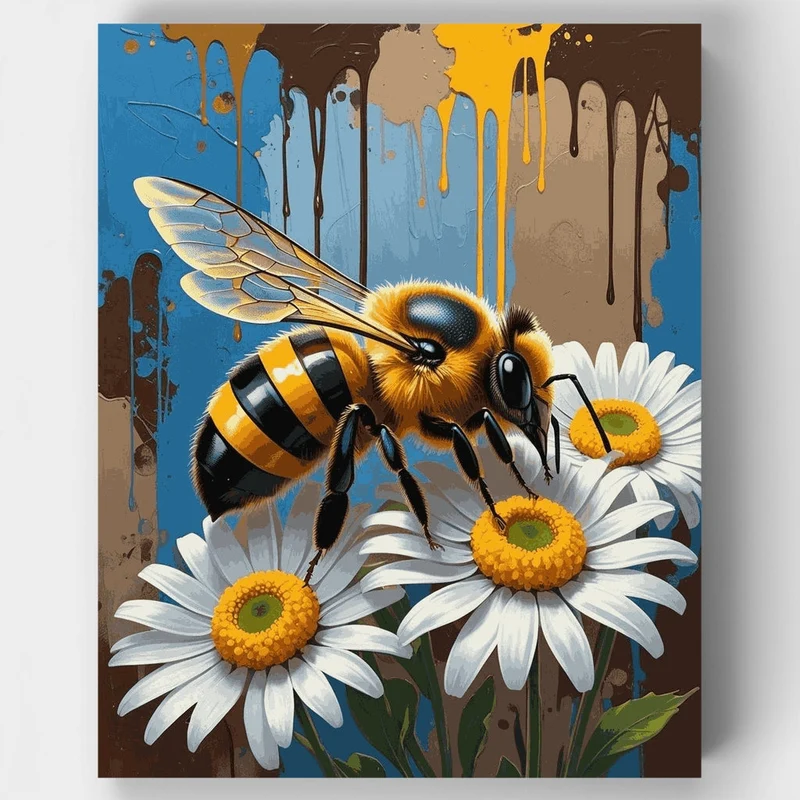 Bee on Daisy Flowers - Paint by Numbers Kit
