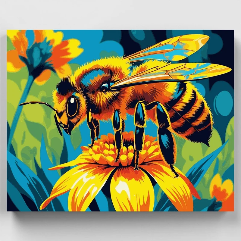 Vibrant Bee on Flower - Paint by Numbers Kit