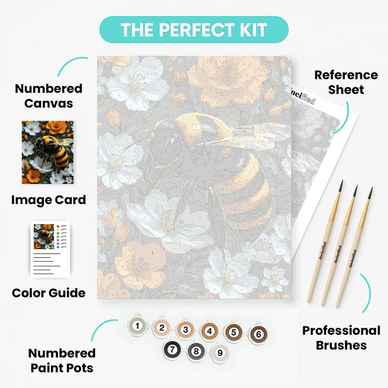 Bumblebee Among Spring Flowers - Paint by Numbers Kit