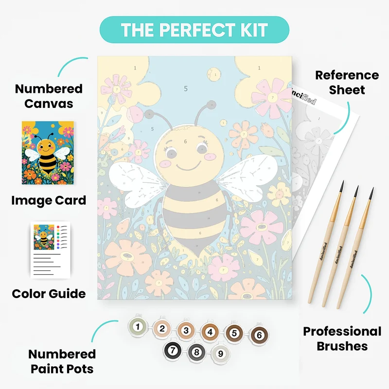 Happy Bee in Flower Garden - Paint by Numbers Kit
